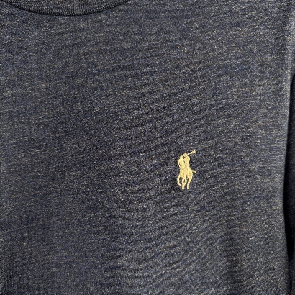 Polo by Ralph Lauren Cotton Long Sleeve Crewneck Shirt in Heathered Blue Size XS - Picture 2 of 6